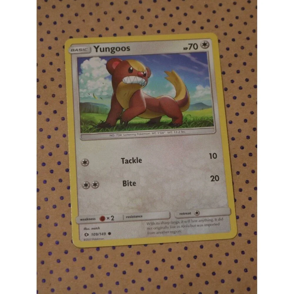 Yungoos 109/149 Pokemon Card (2017)